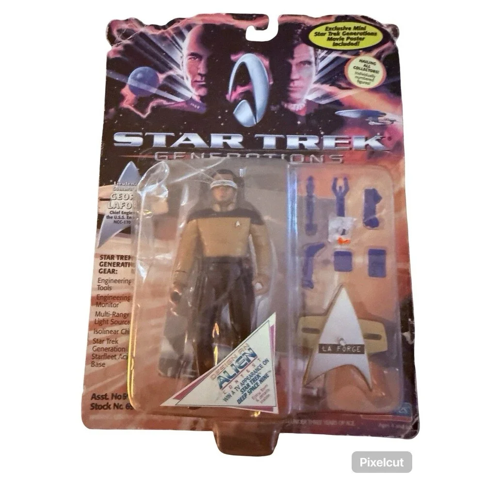 Star Trek Geordi La Forge Deanna Troi Action Figures Lot 2 New Other